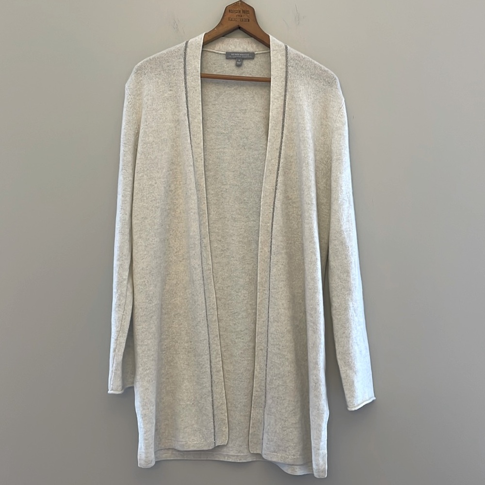 Neiman Marcus 100% Cashmere Open Long Cardigan in Size Large Classy Luxury EUC - Picture 1 of 7